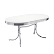 Pemberly Row 5-Piece Contemporary Metal Oval Dining Set in Chrome and Red