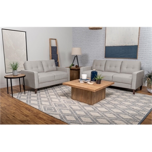 Pemberly Row 2-Piece Upholstered Fabric Sofa Set with Track Arms in Beige