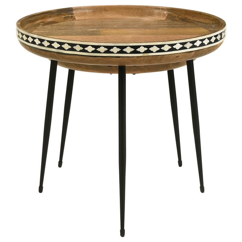 Pemberly Row 2-piece Wood Farmhouse Round Nesting Table Natural and Black