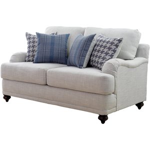 Pemberly Row Contemporary Fabric Recessed Arms Upholstery Loveseat in Gray