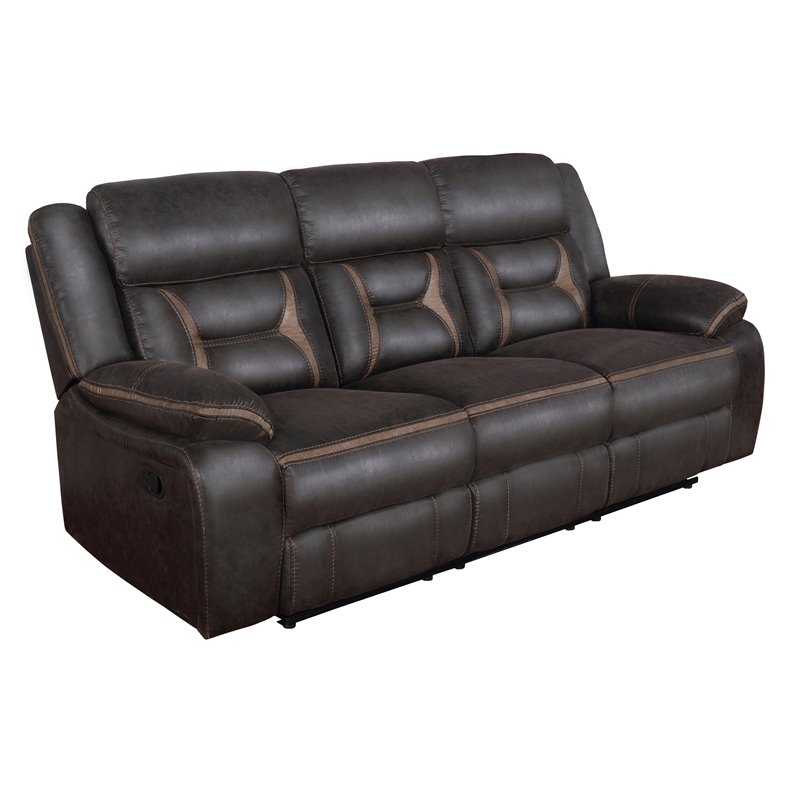 Pemberly Row 2-piece Faux Leather Upholstered Motion Living Room Set Brown