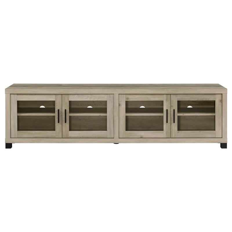 Pemberly Row 3-piece Transitional Wood Entertainment Center in Antique Pine