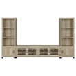 Pemberly Row 3-piece Transitional Wood Entertainment Center in Antique Pine