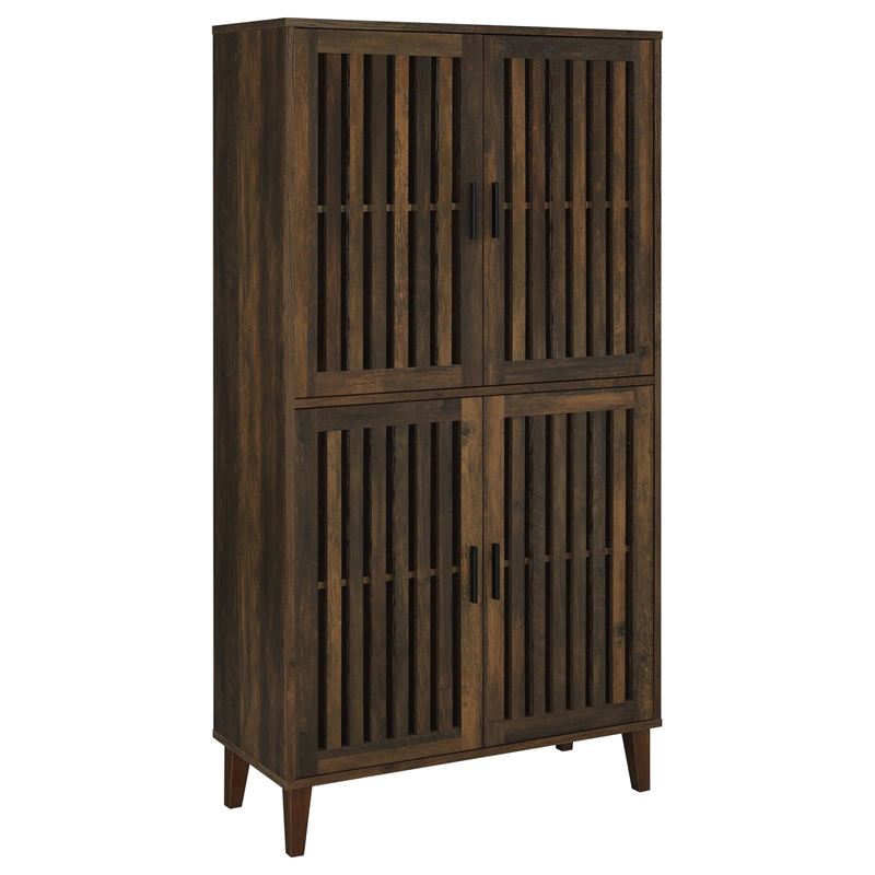 Pemberly Row 4-door Farmhouse Engineered Wood Tall Accent Cabinet Dark Pine