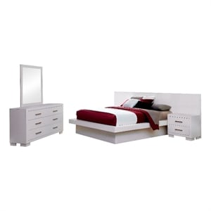 Pemberly Row 5-Piece Wood Eastern King Bedroom Set with Wall Panels in White