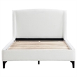 Pemberly Row Fabric Upholstered Curved Headboard Eastern King Bed in White