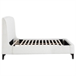 Pemberly Row Fabric Upholstered Curved Headboard Eastern King Bed in White