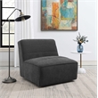 Pemberly Row Upholstered Fabric Swivel Chair with Armless in Dark Charcoal