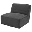 Pemberly Row Upholstered Fabric Swivel Chair with Armless in Dark Charcoal
