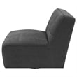 Pemberly Row Upholstered Fabric Swivel Chair with Armless in Dark Charcoal