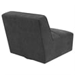 Pemberly Row Upholstered Fabric Swivel Chair with Armless in Dark Charcoal
