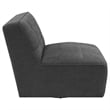 Pemberly Row Upholstered Fabric Swivel Chair with Armless in Dark Charcoal