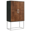 Pemberly Row 2-door Modern Wood Bar Cabinet Wine Storage in Walnut and Black