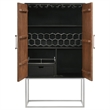 Pemberly Row 2-door Modern Wood Bar Cabinet Wine Storage in Walnut and Black