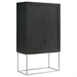 Pemberly Row 2-door Modern Wood Bar Cabinet Wine Storage in Walnut and Black