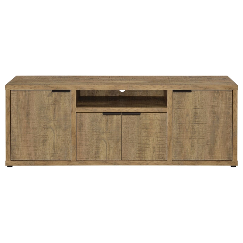 Pemberly Row 3-Piece Farmhouse Engineered Wood Entertainment Center in Brown
