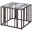Pemberly Row Metal Rectangular Glass Top End Table in Clear and Black Nickel