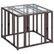 Pemberly Row Metal Rectangular Glass Top End Table in Clear and Black Nickel