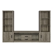 Pemberly Row 3-Piece Farmhouse Wood Entertainment Center in Gray Driftwood