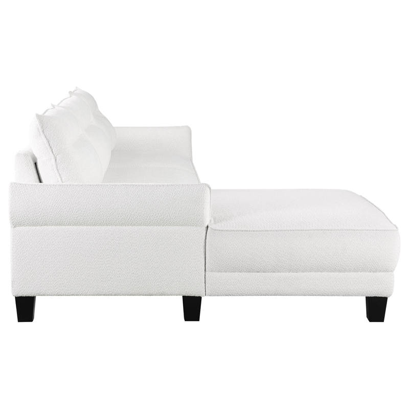 Pemberly Row Modern Fabric Upholstered Curved Arms Sectional Sofa in White
