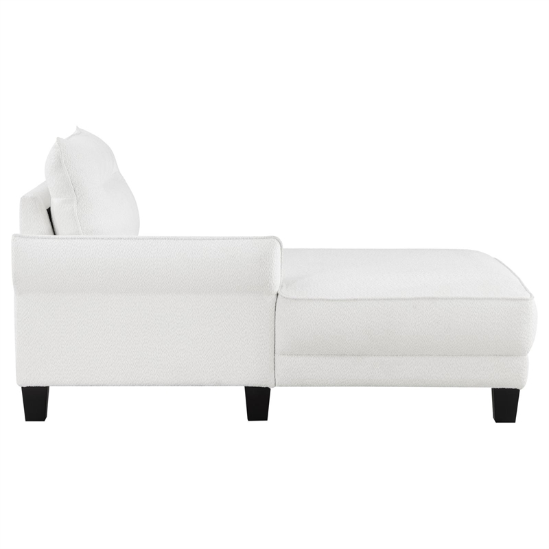 Pemberly Row Modern Fabric Upholstered Curved Arms Sectional Sofa in White