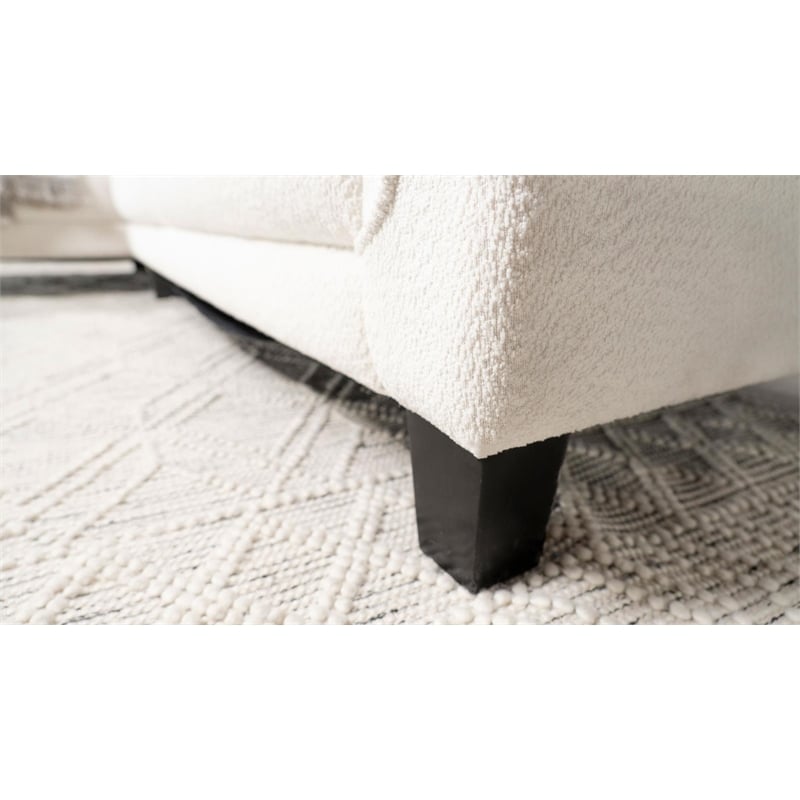 Pemberly Row Modern Fabric Upholstered Curved Arms Sectional Sofa in White