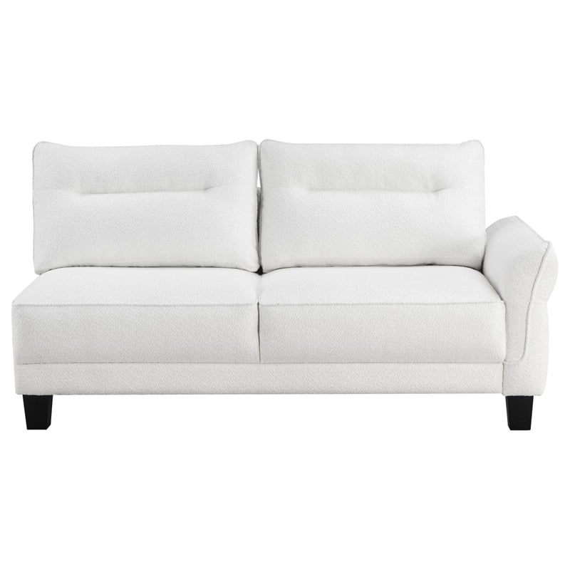 Pemberly Row Modern Fabric Upholstered Curved Arms Sectional Sofa in White