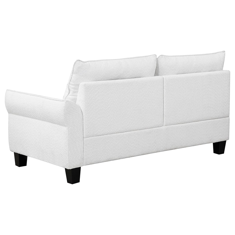 Pemberly Row Modern Fabric Upholstered Curved Arms Sectional Sofa in White