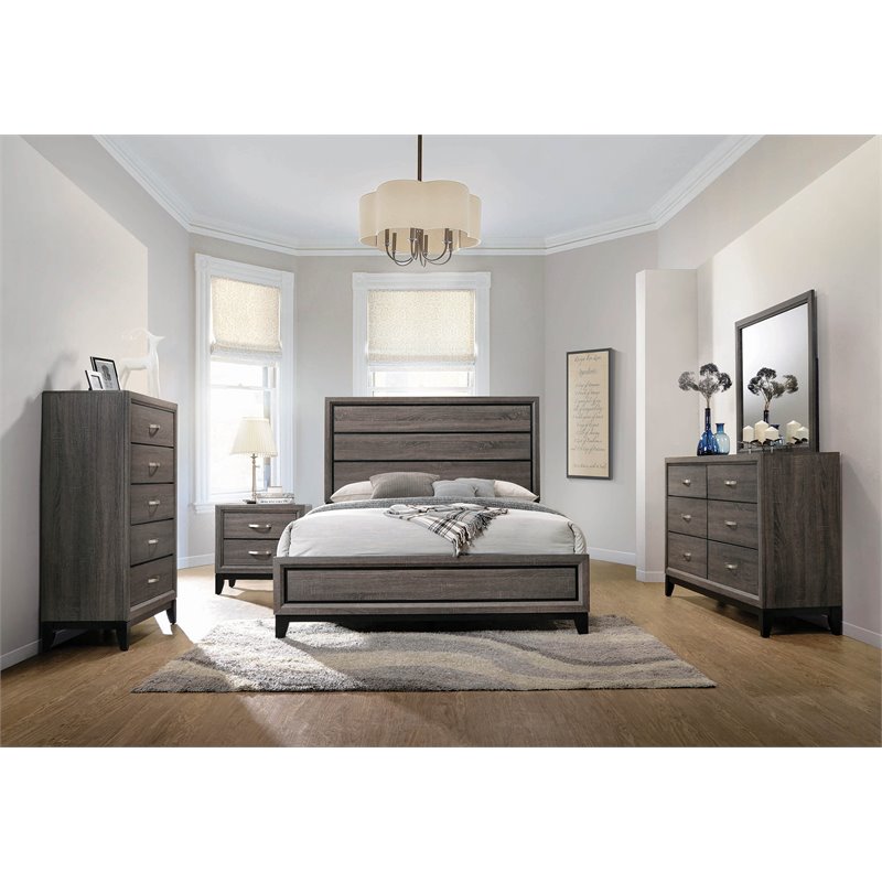 Pemberly Row 5-piece California King Panel Wood Bedroom Set Gray Oak Finish