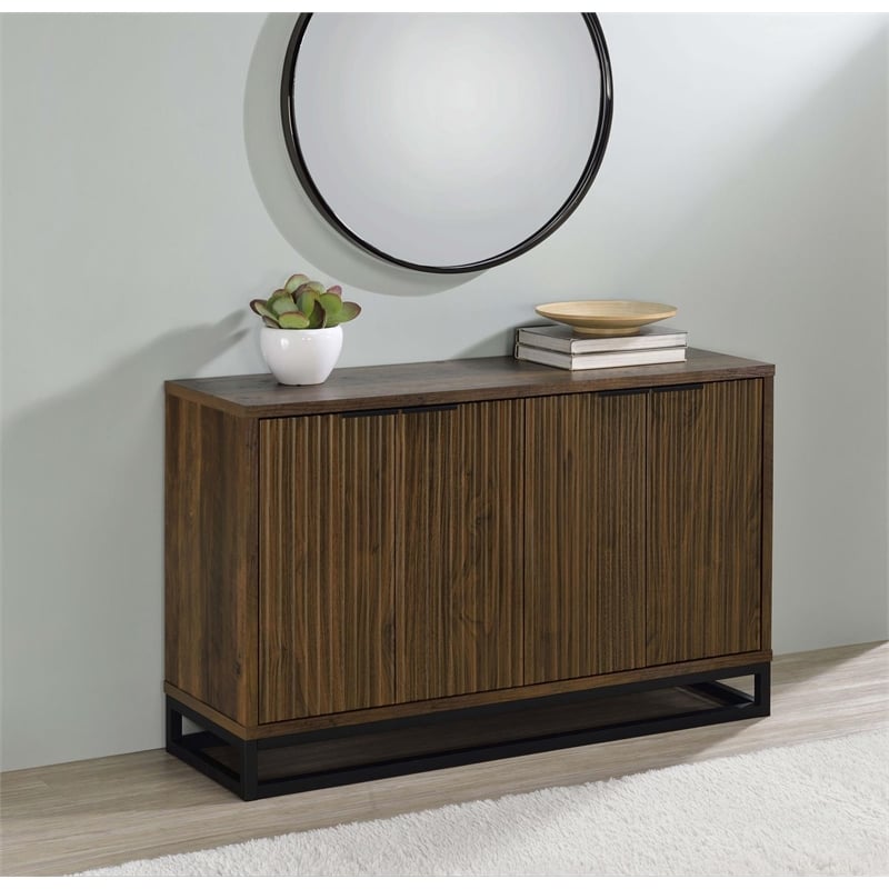 Pemberly Row 4-door Transitional Engineered Wood Accent Cabinet in Dark Pine