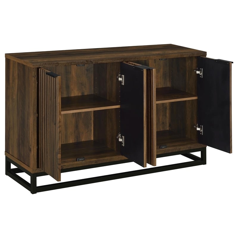 Pemberly Row 4-door Transitional Engineered Wood Accent Cabinet in Dark Pine