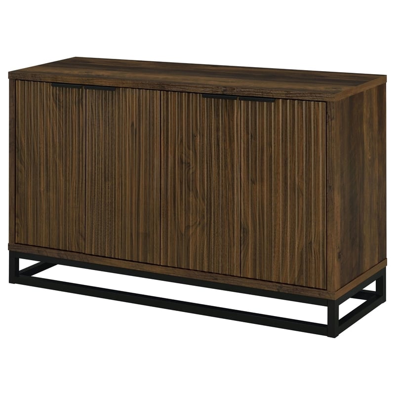 Pemberly Row 4-door Transitional Engineered Wood Accent Cabinet in Dark Pine
