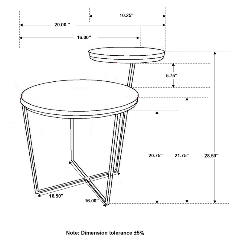 Pemberly Row 2-Tier Round Contemporary Metal Accent Table in Natural/Gunmetal