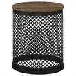 Pemberly Row Round Contemporary Metal Drum Base Accent Table in Black/Natural
