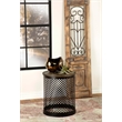 Pemberly Row Round Contemporary Metal Drum Base Accent Table in Black/Natural