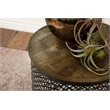 Pemberly Row Round Contemporary Metal Drum Base Accent Table in Black/Natural