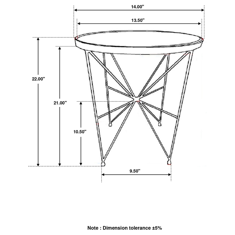 Pemberly Row Round Contemporary Metal Accent Table in Antique Gold/Green Gray