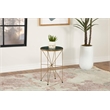 Pemberly Row Round Contemporary Metal Accent Table in Antique Gold/Green Gray
