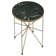 Pemberly Row Round Contemporary Metal Accent Table in Antique Gold/Green Gray