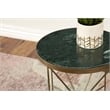 Pemberly Row Round Contemporary Metal Accent Table in Antique Gold/Green Gray