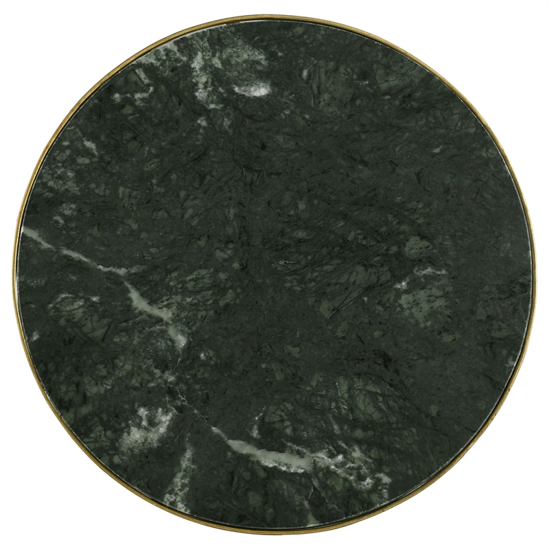 Pemberly Row Round Contemporary Metal Accent Table in Antique Gold/Green Gray