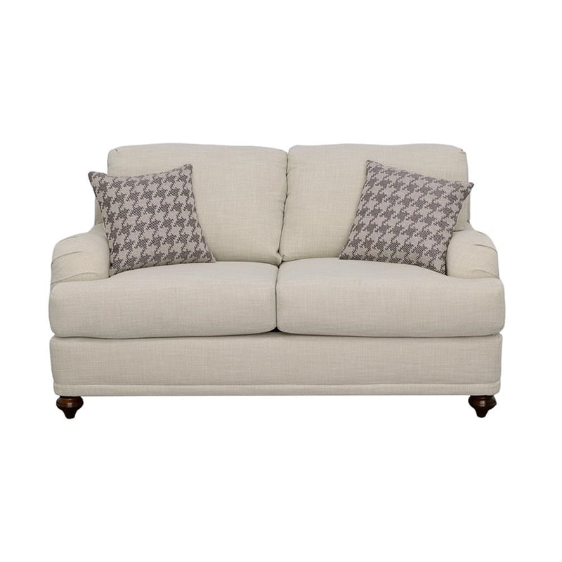 Pemberly Row Transitional Fabric Upholstered Cushion Back Loveseat Light Gray