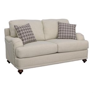 Pemberly Row Transitional Fabric Upholstered Cushion Back Loveseat Light Gray