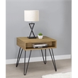 Pemberly Row Wood Square End Table with Open Compartment Golden Oak and Black