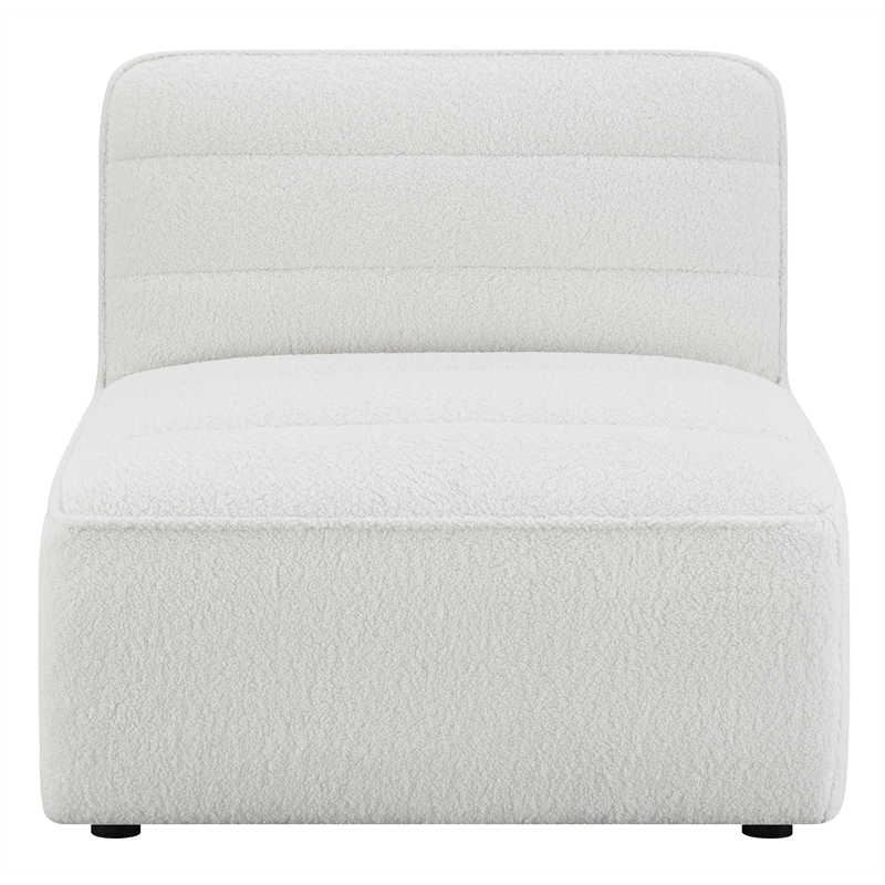Pemberly Row Contemporary Faux Leather Upholstered Armless Chair in Natural