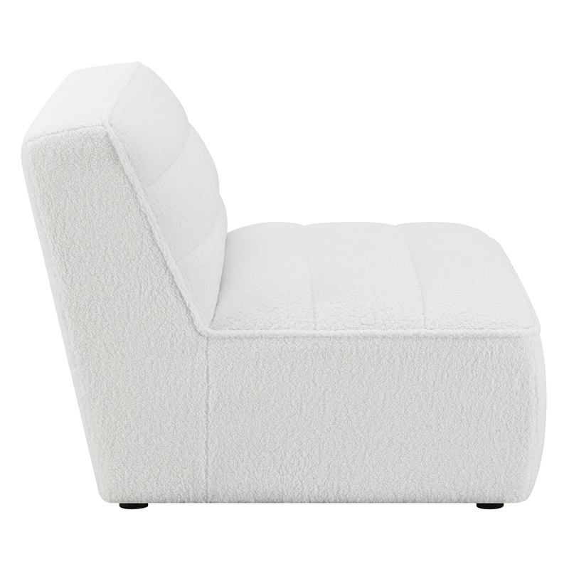 Pemberly Row Contemporary Faux Leather Upholstered Armless Chair in Natural