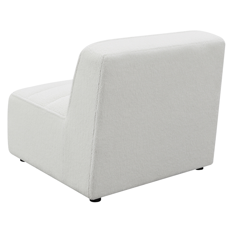 Pemberly Row Contemporary Faux Leather Upholstered Armless Chair in Natural