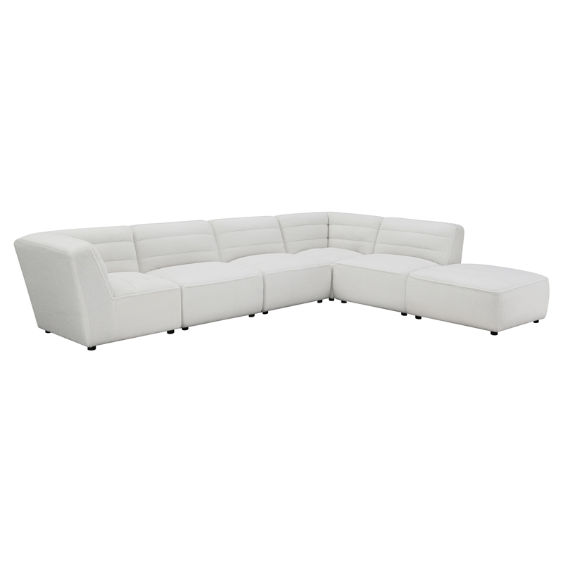 Pemberly Row Contemporary Faux Leather Upholstered Armless Chair in Natural
