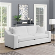 Pemberly Row Transitional Upholstered Fabric Sofa with Sloped Arms in White