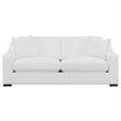 Pemberly Row Transitional Upholstered Fabric Sofa with Sloped Arms in White